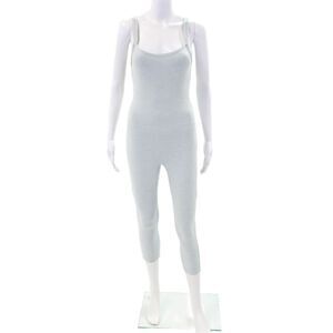 Nylora Womens Scoop Neck Open Back Sleeveless Overalls Light Blue Size M